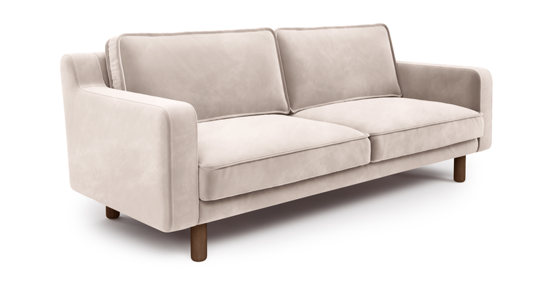 Klem Slim 3-Sitzer Sofa Zylindrisch Holzbein - Samt
