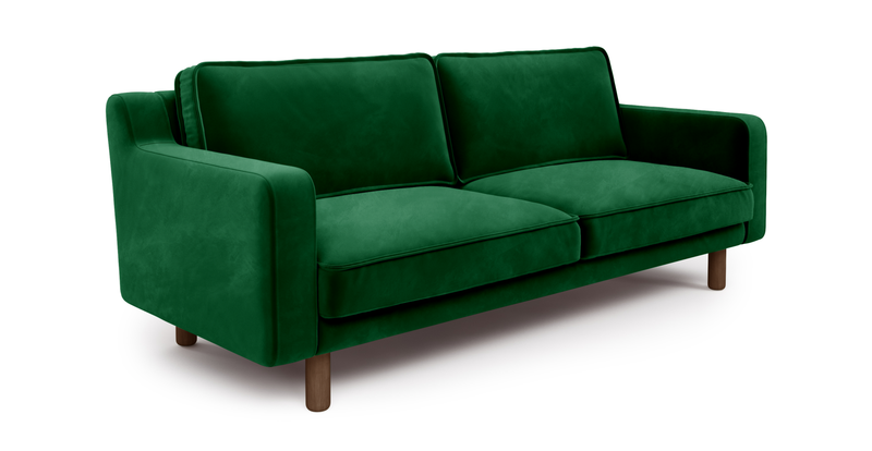 Klem Slim 3-Sitzer Sofa Zylindrisch Holzbein - Samt