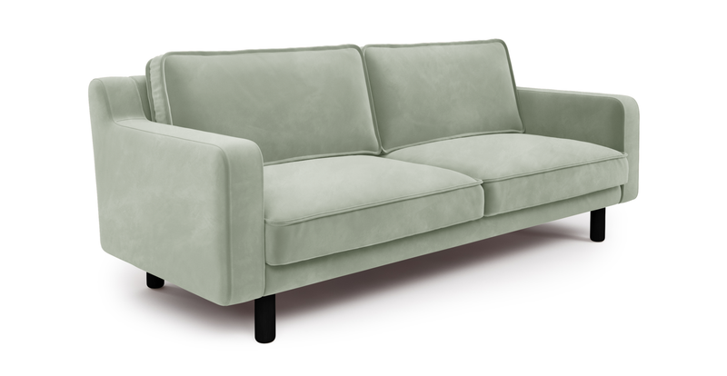Klem Slim 3-Sitzer Sofa Zylindrisch Holzbein - Samt