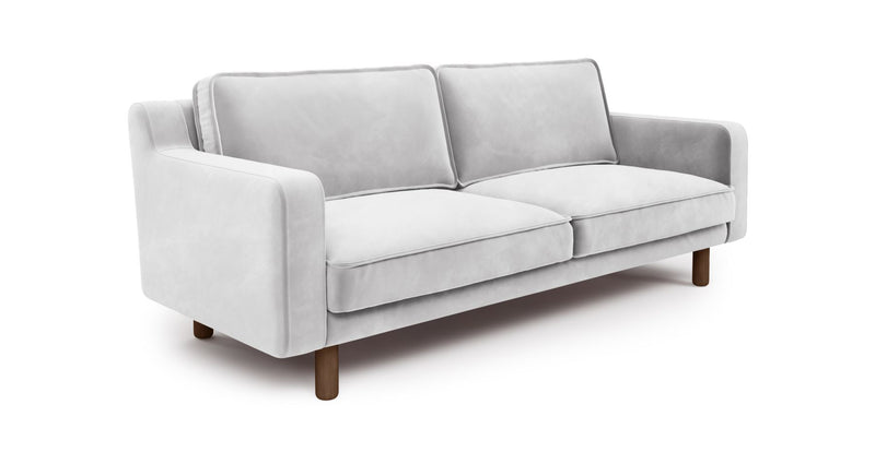 Klem Slim 3-Sitzer Sofa Zylindrisch Holzbein - Samt
