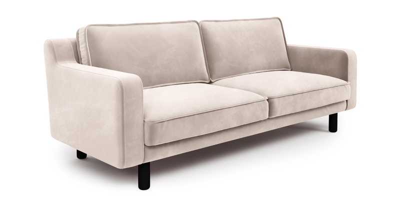 Klem Slim 3-Sitzer Sofa Zylindrisch Holzbein - Samt