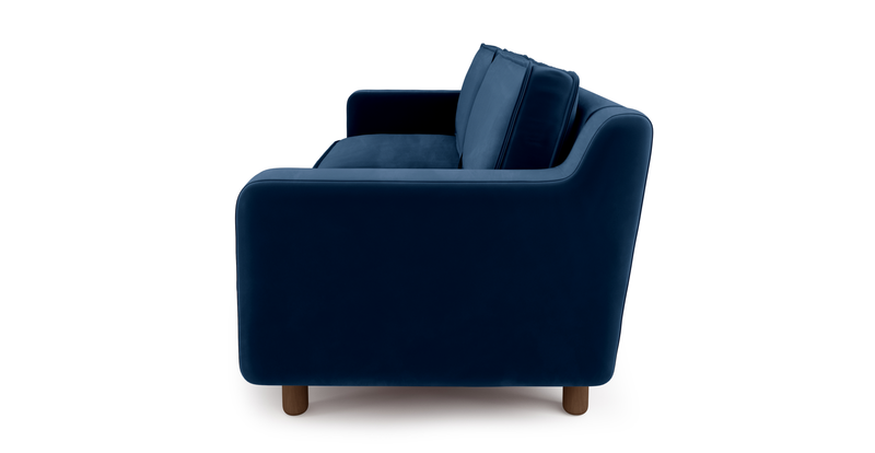 Klem Slim 3-Sitzer Sofa Zylindrisch Holzbein - Samt