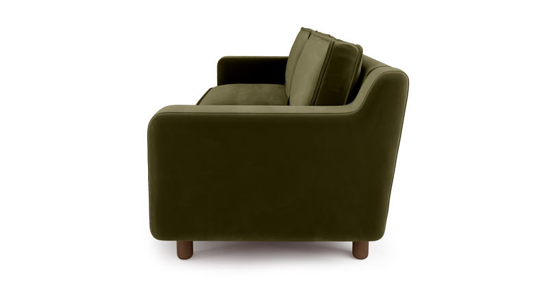Klem Slim 3-Sitzer Sofa Zylindrisch Holzbein - Samt