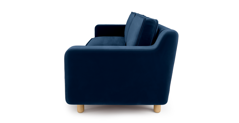 Klem Slim 3-Sitzer Sofa Zylindrisch Holzbein - Samt