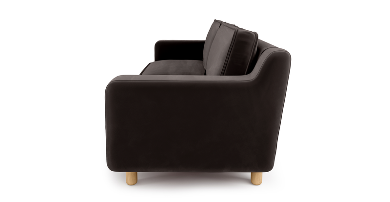 Klem Slim 3-Sitzer Sofa Zylindrisch Holzbein - Samt