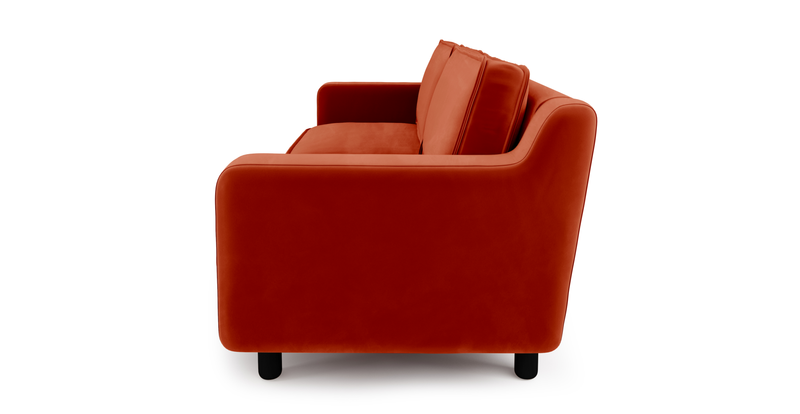 Klem Slim 3-Sitzer Sofa Zylindrisch Holzbein - Samt