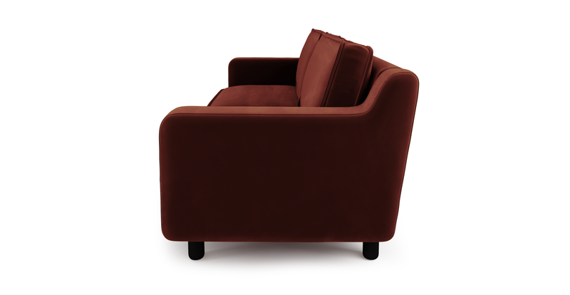 Klem Slim 3-Sitzer Sofa Zylindrisch Holzbein - Samt