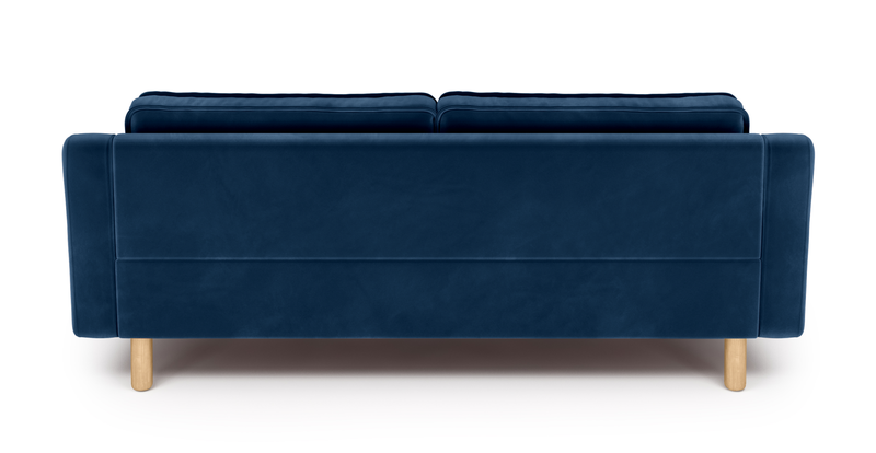 Klem Slim 3-Sitzer Sofa Zylindrisch Holzbein - Samt