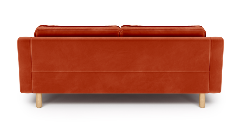 Klem Slim 3-Sitzer Sofa Zylindrisch Holzbein - Samt
