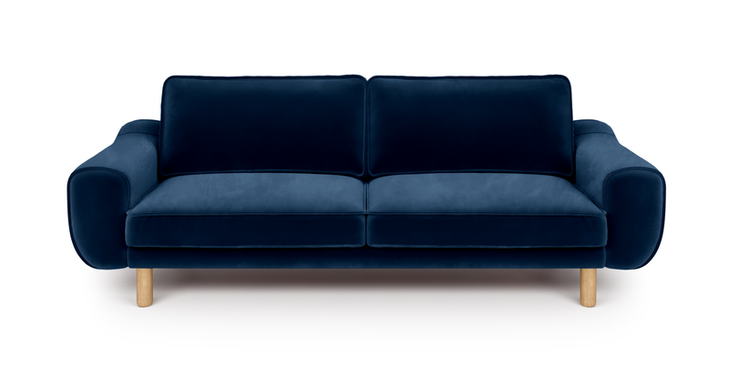 Klem 3-Sitzer Sofa Zylindrisch Holzbein - Samt