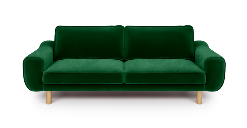 Klem 3-Sitzer Sofa Zylindrisch Holzbein - Samt