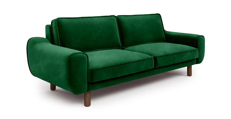 Klem 3-Sitzer Sofa Zylindrisch Holzbein - Samt
