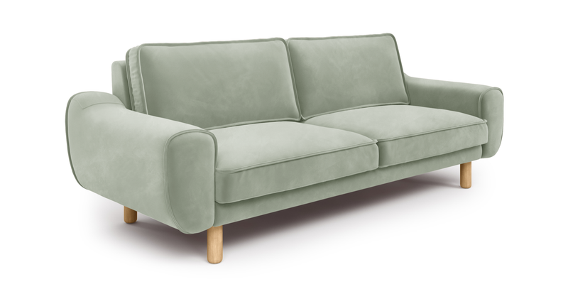 Klem 3-Sitzer Sofa Zylindrisch Holzbein - Samt