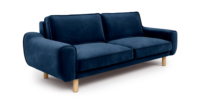 Klem 3-Sitzer Sofa Zylindrisch Holzbein - Samt
