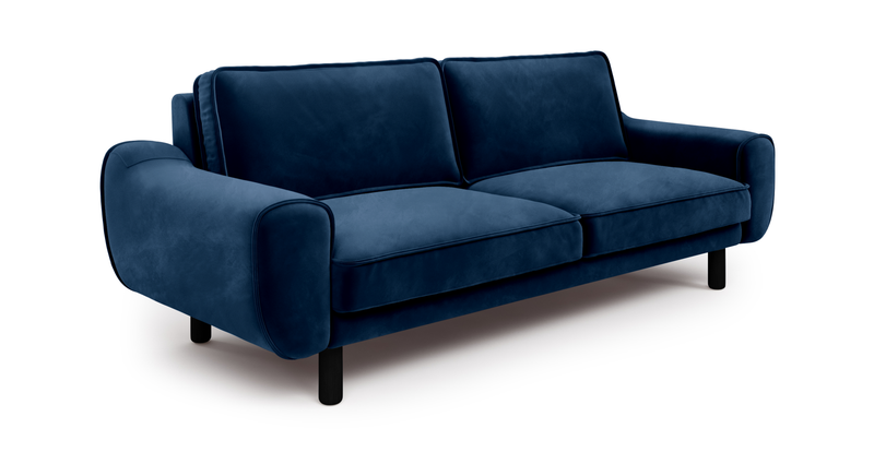 Klem 3-Sitzer Sofa Zylindrisch Holzbein - Samt