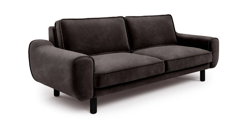 Klem 3-Sitzer Sofa Zylindrisch Holzbein - Samt