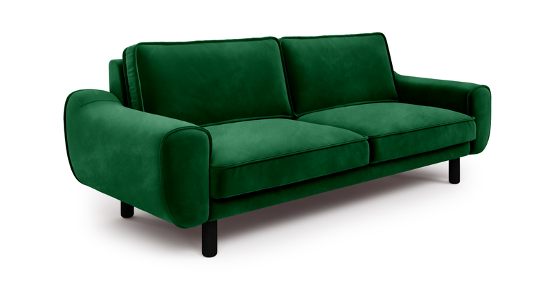 Klem 3-Sitzer Sofa Zylindrisch Holzbein - Samt