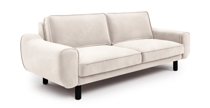 Klem 3-Sitzer Sofa Zylindrisch Holzbein - Samt