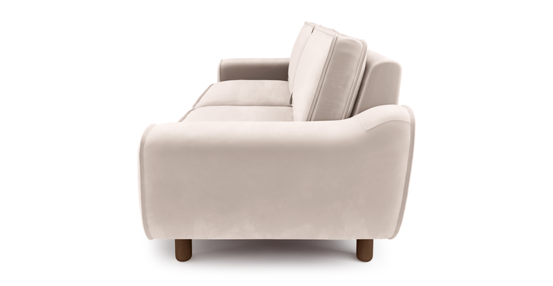 Klem 3-Sitzer Sofa Zylindrisch Holzbein - Samt