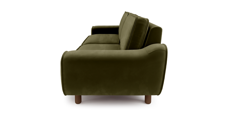 Klem 3-Sitzer Sofa Zylindrisch Holzbein - Samt