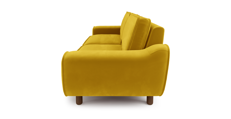 Klem 3-Sitzer Sofa Zylindrisch Holzbein - Samt
