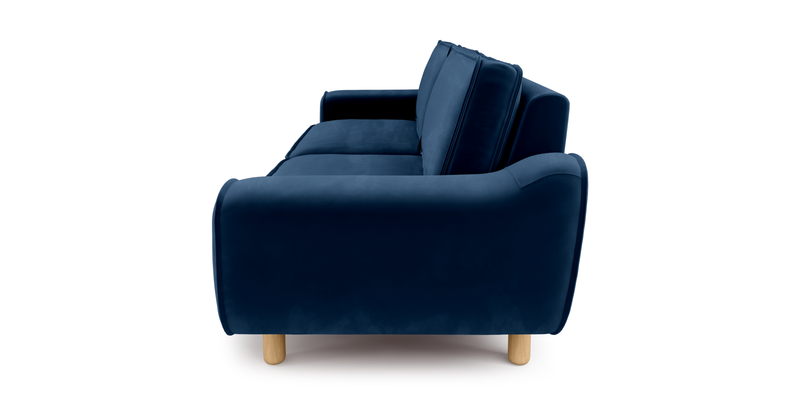 Klem 3-Sitzer Sofa Zylindrisch Holzbein - Samt