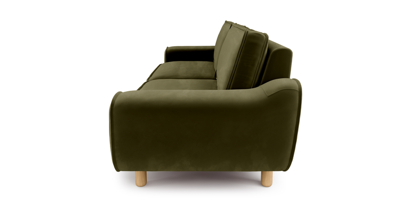Klem 3-Sitzer Sofa Zylindrisch Holzbein - Samt