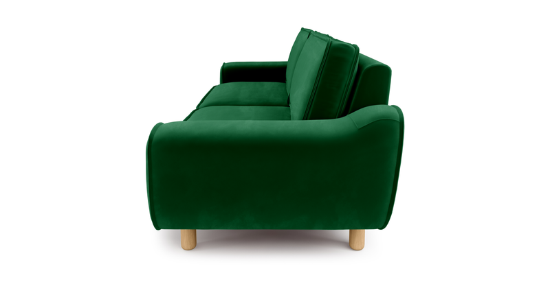 Klem 3-Sitzer Sofa Zylindrisch Holzbein - Samt