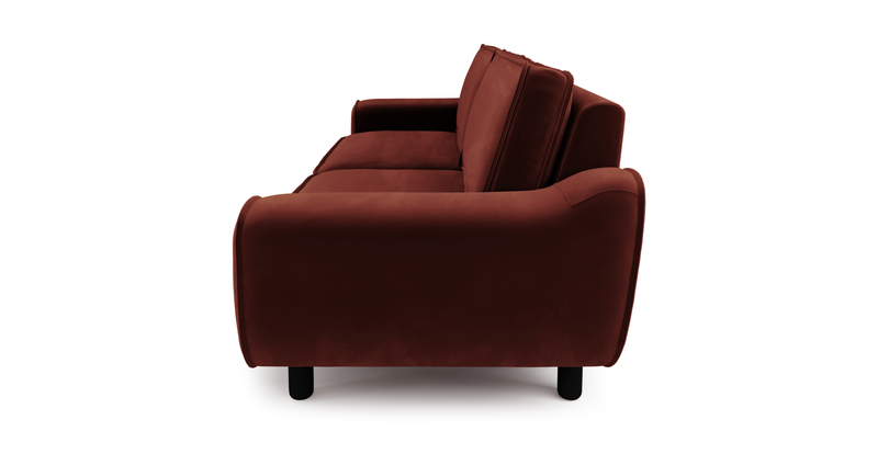 Klem 3-Sitzer Sofa Zylindrisch Holzbein - Samt