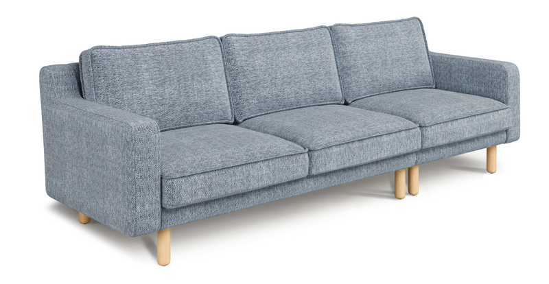 Klem Slim 4-Sitzer Sofa Zylindrisch Holzbein - Naturgewebe