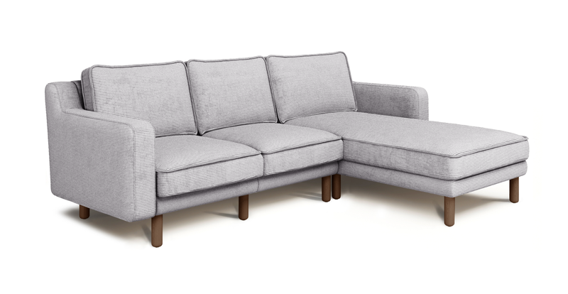 Klem Slim 240 x 171 Sektional Zylindrisch Holzbein - Cord Velours