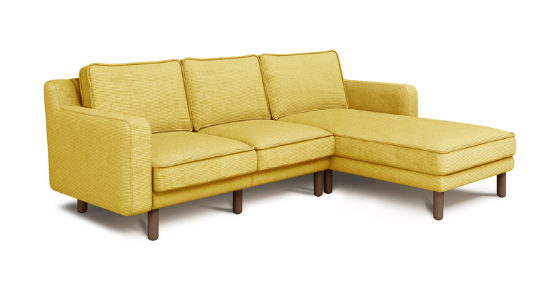 Klem Slim 240 x 171 Sektional Zylindrisch Holzbein - Cord Velours