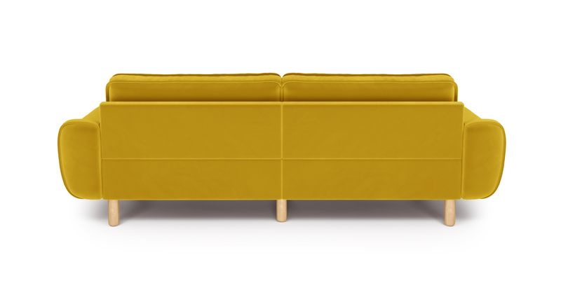 Klem 3-Sitzer Sofa Groß Zylindrisch Holzbein - Samt