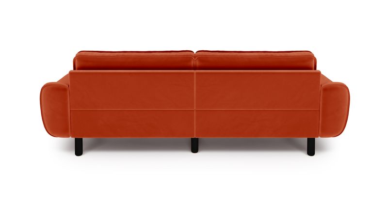 Klem 3-Sitzer Sofa Groß Zylindrisch Holzbein - Samt