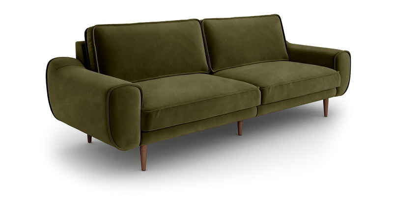 Klem 3-Seater Sofa Large Wooden Leg - Velvet