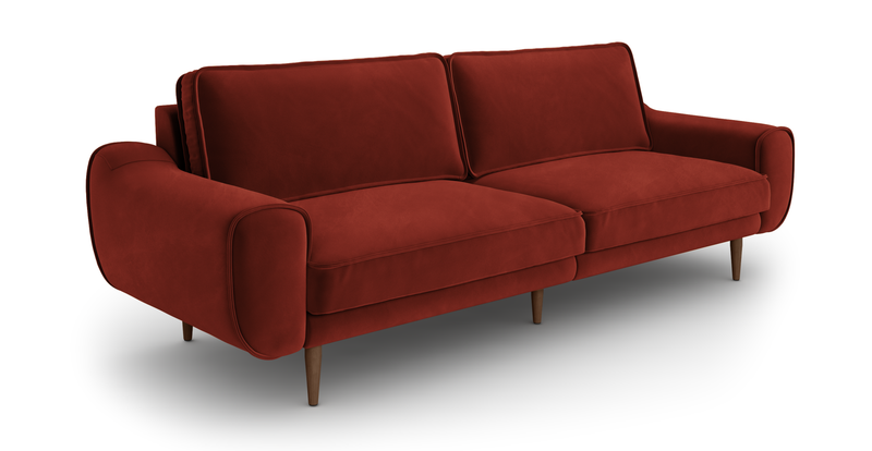 Klem 3-Seater Sofa Large Wooden Leg - Velvet