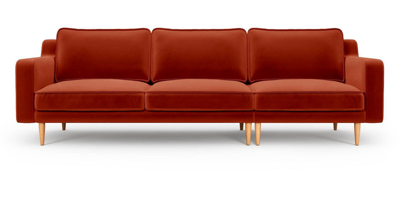 Klem Slim 4-Sitzer Sofa Holzbein - Samt