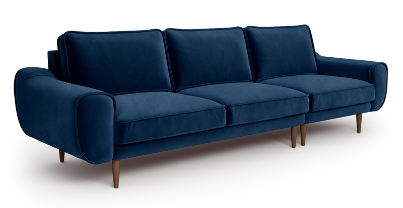 Klem 4-Seater Sofa Wooden Leg - Velvet