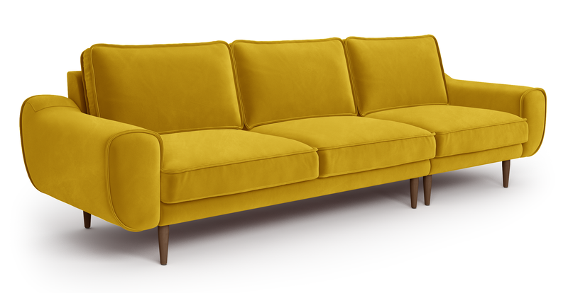 Klem 4-Seater Sofa Wooden Leg - Velvet