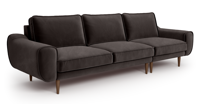 Klem 4-Seater Sofa Wooden Leg - Velvet