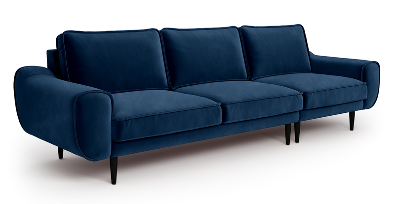 Klem 4-Seater Sofa Wooden Leg - Velvet