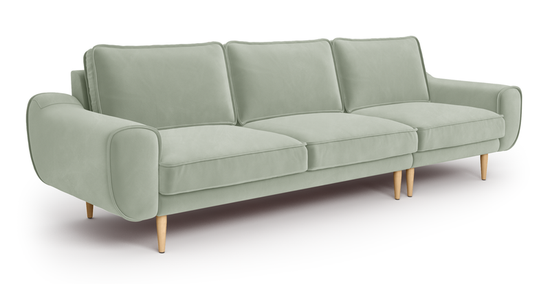 Klem 4-Seater Sofa Wooden Leg - Velvet