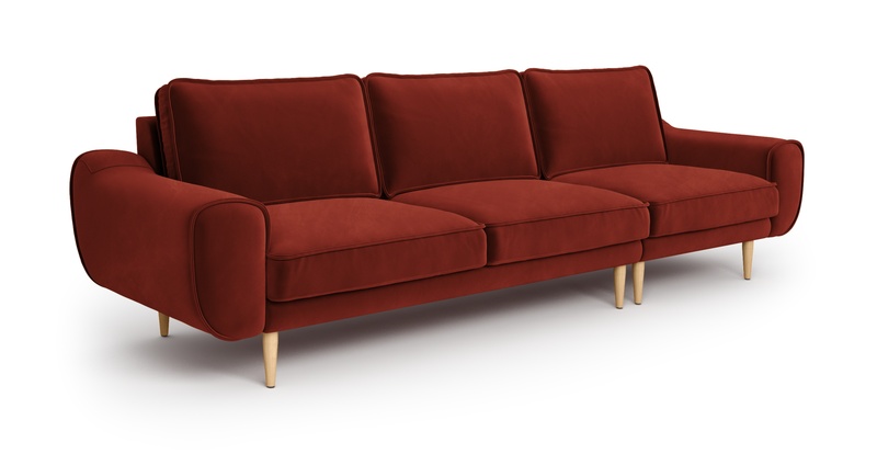 Klem 4-Seater Sofa Wooden Leg - Velvet