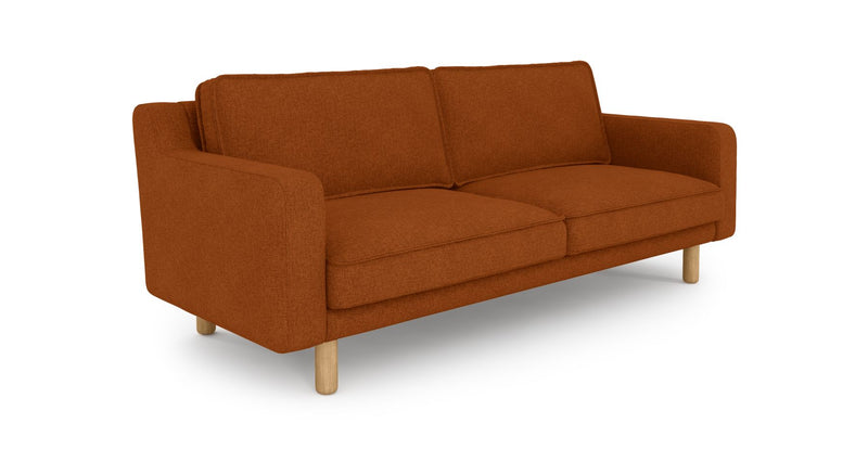 Klem Slim 3-Sitzer Sofa Zylindrisch Holzbein - Gewebe