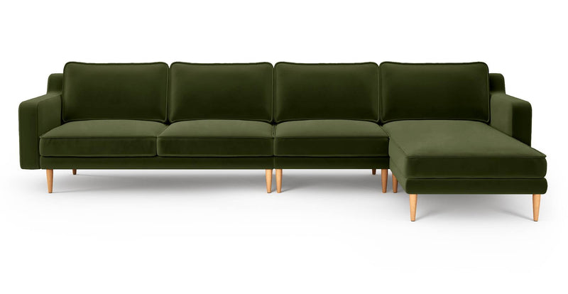 Klem Slim 343 x 171 Sektional Holzbein - Samt