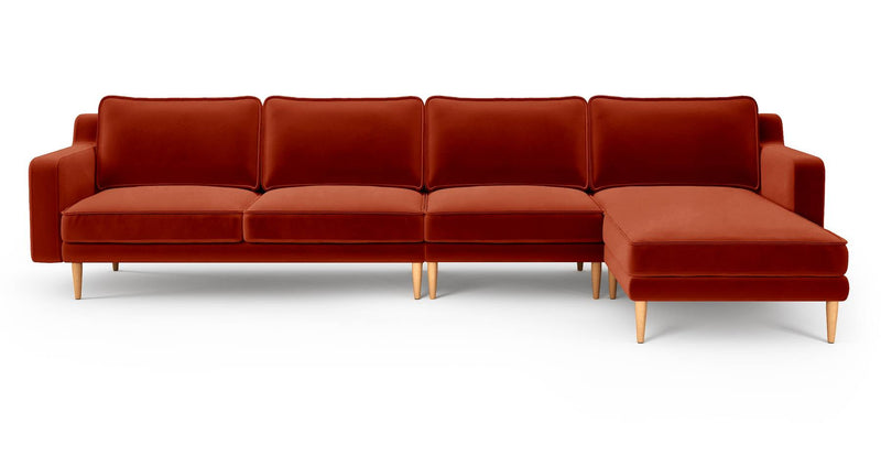 Klem Slim 343 x 171 Sektional Holzbein - Samt