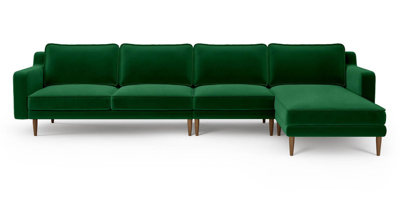 Klem Slim 343 x 171 Sektional Holzbein - Samt