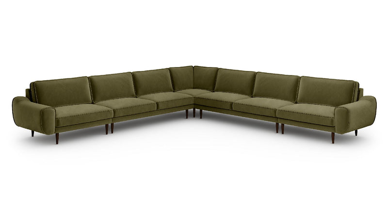 Klem 390 x 390 sectional wooden leg - velvet