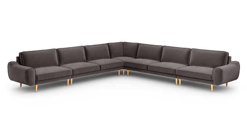 Klem 390 x 390 sectional wooden leg - velvet