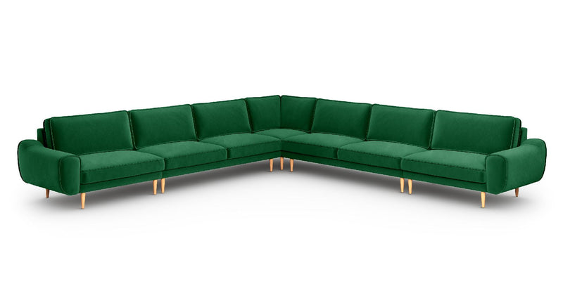 Klem 390 x 390 sectional wooden leg - velvet